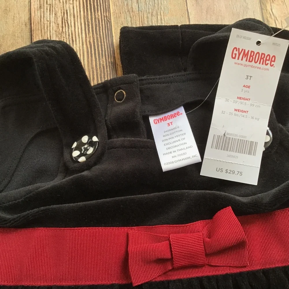 NWT Gymboree Black Velour Pinnie Dress